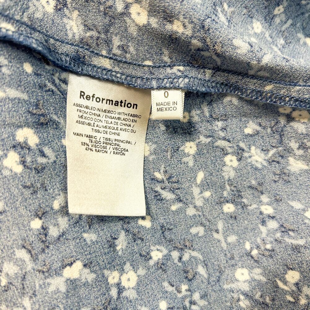NWOT Reformation Crimini Blue Floral Midi Dress Slit Hem Women’s Size 0 - Picture 9 of 9